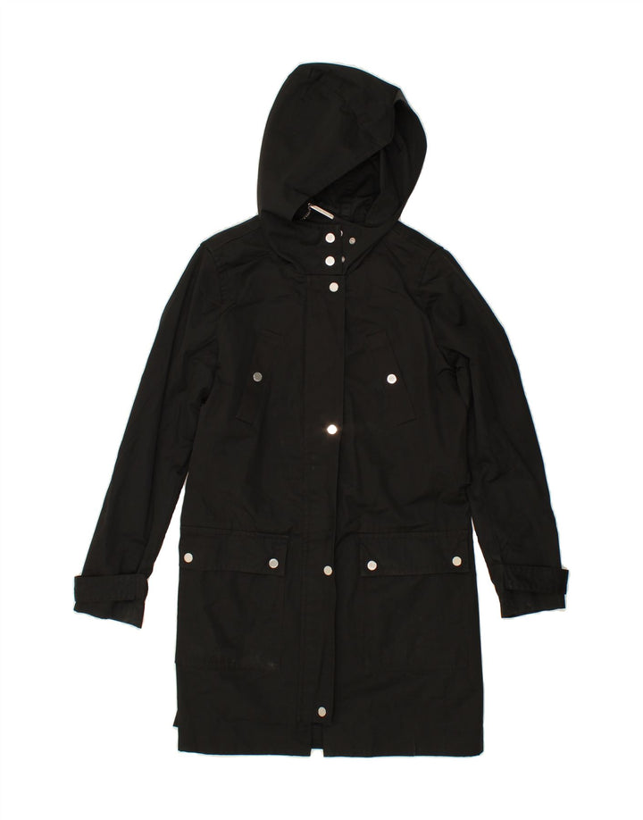 MICHAEL KORS Womens Hooded Overcoat UK 12 Medium Black Cotton Vintage Michael Kors and Second-Hand Michael Kors from Messina Hembry 