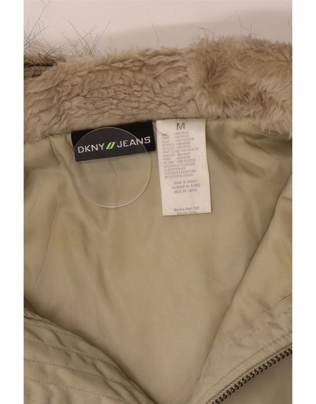 Dkny Womens Hooded Windbreaker Jacket UK 14 Medium Khaki Nylon
