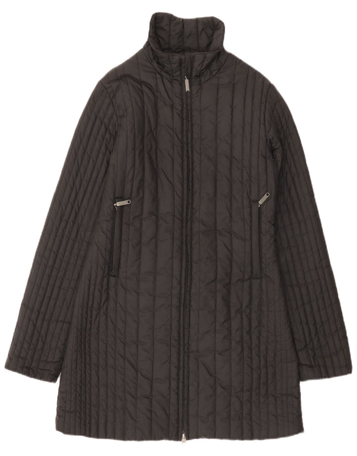 Vintage Womens Padded Coat UK 10 Small Black Polyester