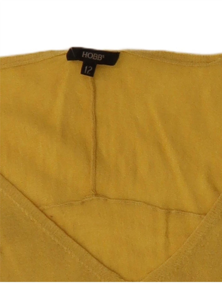 Hobbs Womens V-Neck Jumper Sweater UK 12 Medium  Yellow Wool