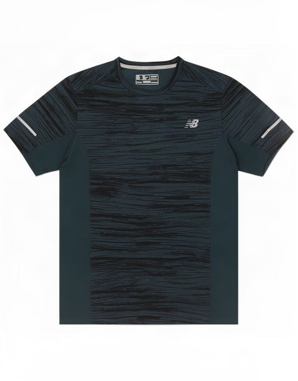 New Balance Mens T-Shirt Top Medium Green Flecked Polyester