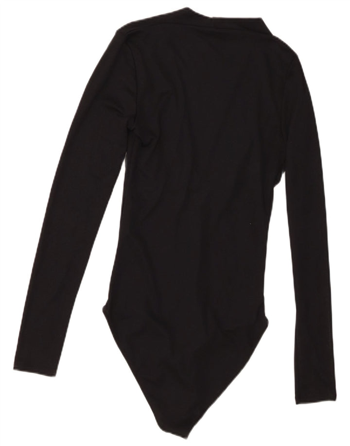 ZARA Womens Long Sleeve Bodysuit UK 8 Small Black Polyester
