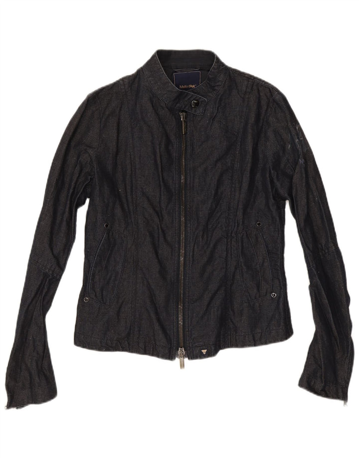 Meltin' Pot Womens Denim Jacket UK 12 Medium Navy Blue Cotton