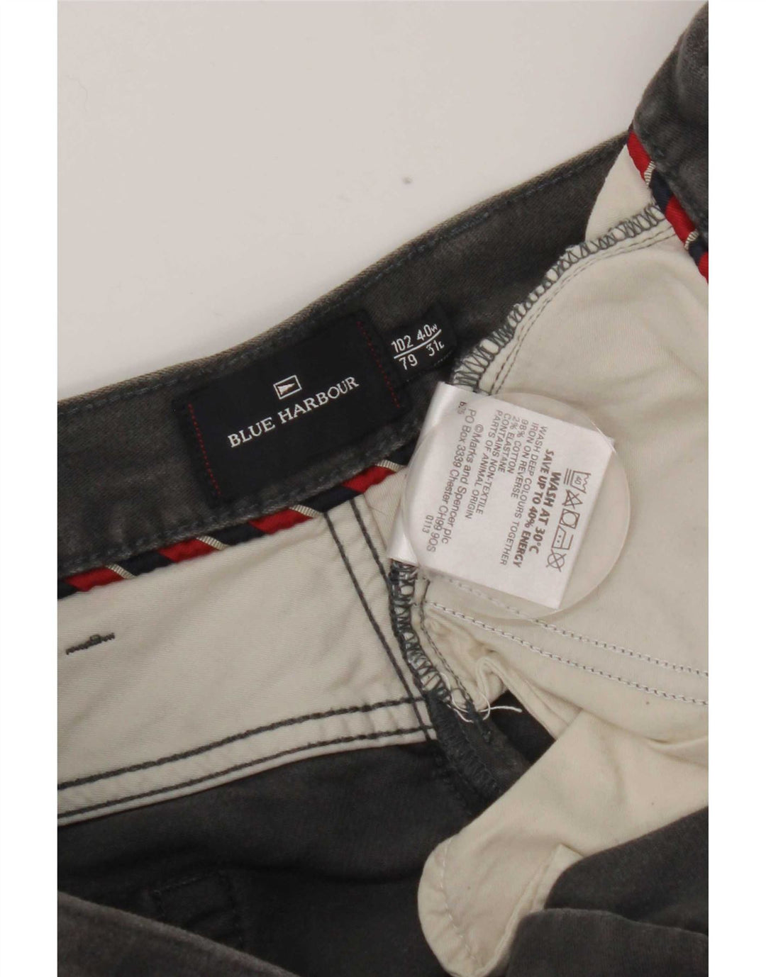 Marks & Spencer Mens Blue Harbour Straight Casual Trousers W40 L31 Grey