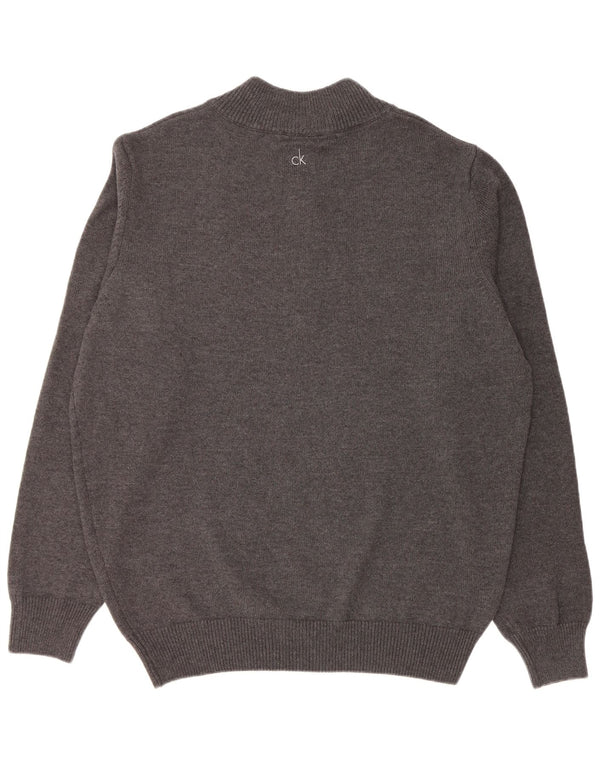 CALVIN KLEIN Mens Golf Zip Neck Jumper Sweater 2XL Grey Cotton