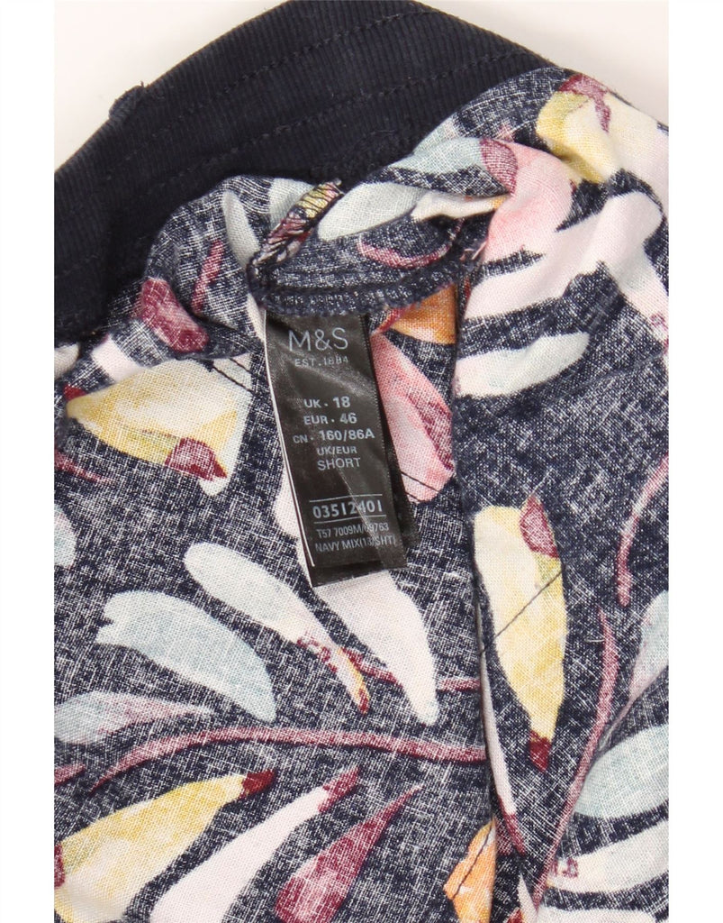 MARKS & SPENCER Womens Slim Capri Trousers UK 18 XL W40 L26 Black Floral Vintage Marks & Spencer and Second-Hand Marks & Spencer from Messina Hembry 