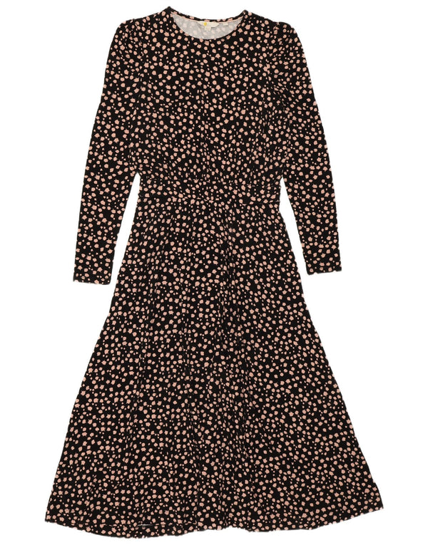 Boden Womens Long Sleeve Maxi Dress UK 10 Small  Black Floral Viscose