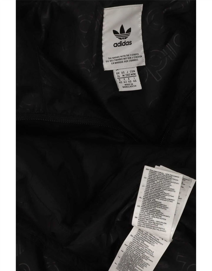 Adidas Womens Hooded Padded Jacket UK 14 Medium Black Polyester