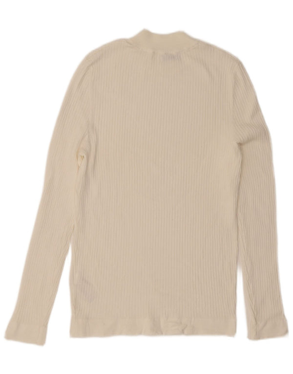 Zara Womens Top Long Sleeve UK 12 Medium White Viscose