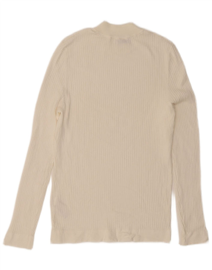 Zara Womens Top Long Sleeve UK 12 Medium White Viscose