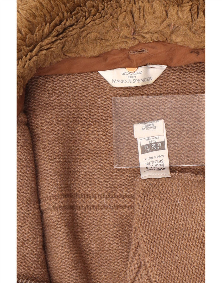 Marks & Spencer Womens Cardigan Sweater SUK 14 Medium Brown Wool