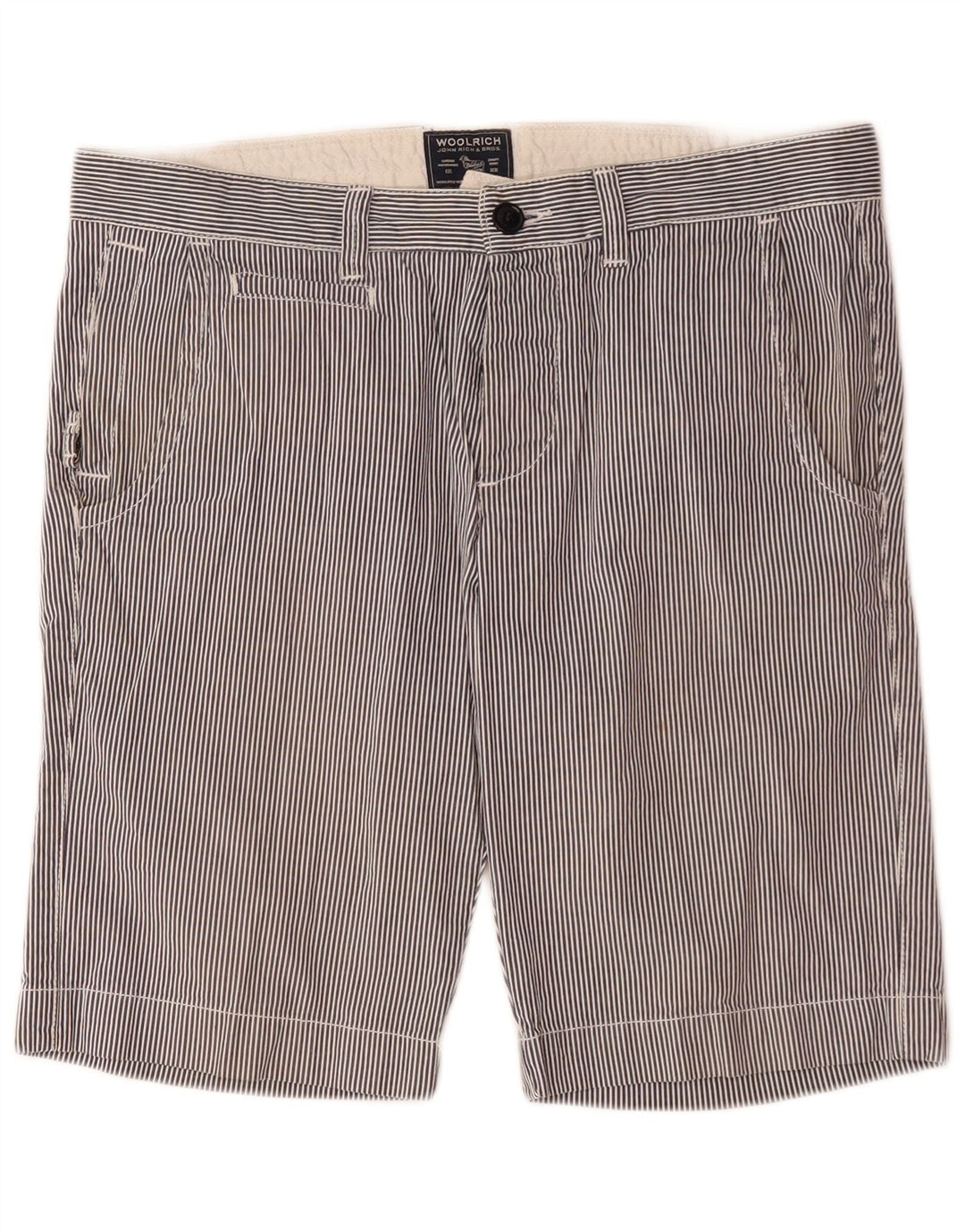 Woolrich Mens Chino Shorts W33 Medium Navy Blue Pinstripe Cotton