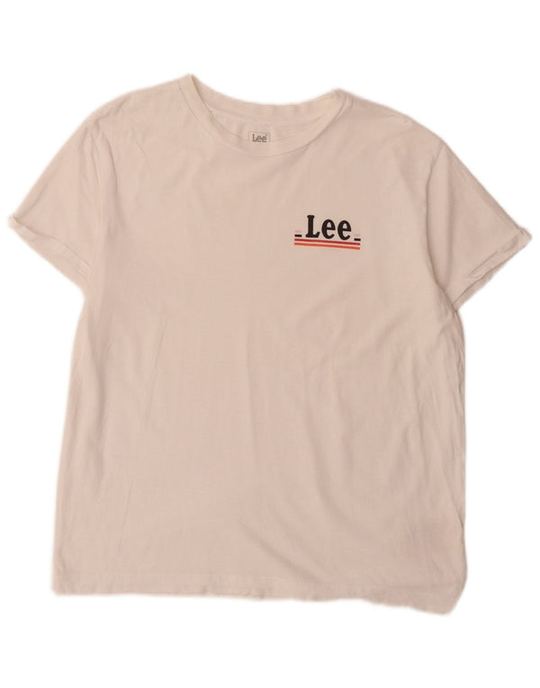 Lee Mens Graphic T-Shirt Top Small White Cotton