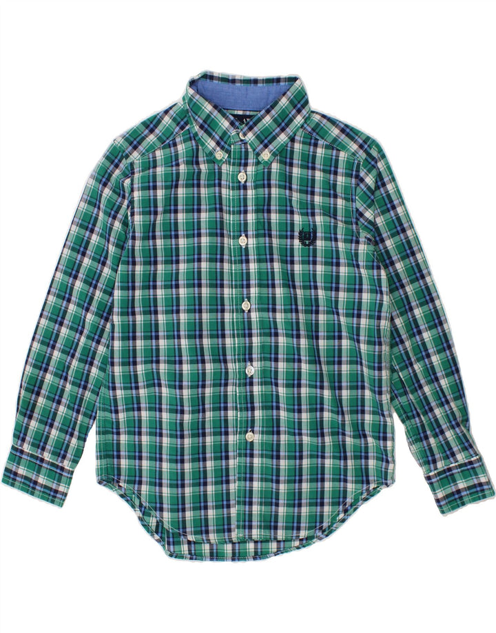 CHAPS Boys Shirt 4-5 Years Green Check Cotton Vintage Chaps and Second-Hand Chaps from Messina Hembry 