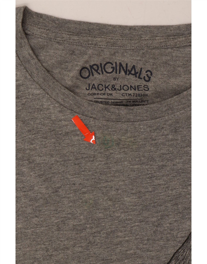 JACK & JONES Mens Originals Graphic T-Shirt Top Large Grey Cotton Vintage Jack & Jones and Second-Hand Jack & Jones from Messina Hembry 