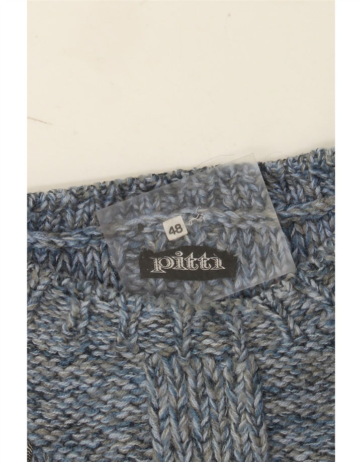 Pitti Womens Oversized Boat Neck Jumper Sweater IT 48 XL Blue Geometric