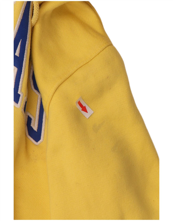 TOMMY HILFIGER Mens Graphic Hoodie Jumper Large Yellow Cotton