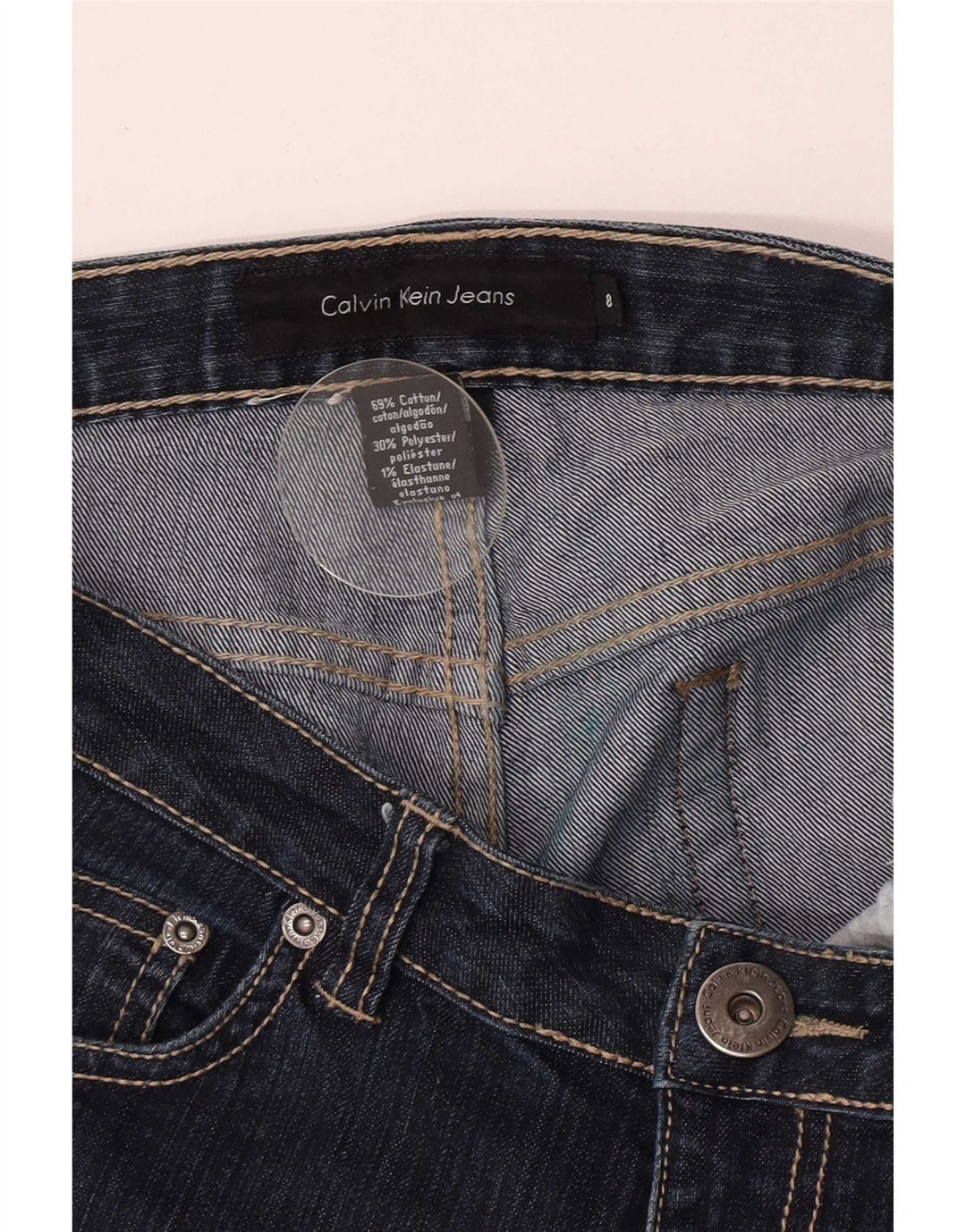 Calvin Klein Womens Flared Jeans US 8 Medium W30 L31 Navy Blue Cotton