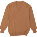 VINTAGE Mens V-Neck Jumper Sweater Medium Brown Acrylic Vintage Vintage and Second-Hand Vintage from Messina Hembry 