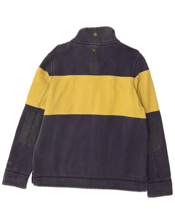 Fat Face Mens Zip Neck Sweatshirt Jumper Medium Navy Blue Colourblock