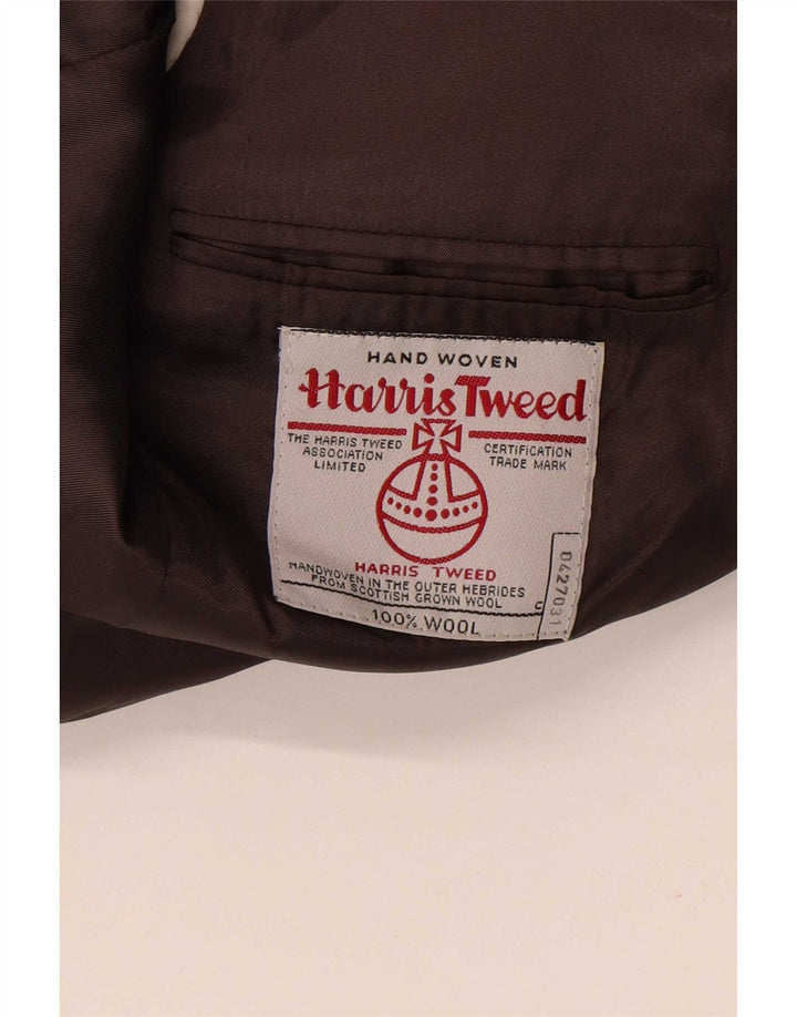 Harris Tweed Mens 2 Button Blazer Jacket UK 40 Large Brown Herringbone Wool