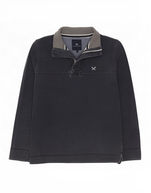 Crew Clothing Mens Zip Neck Sweatshirt Jumper Large Navy Blue Cotton