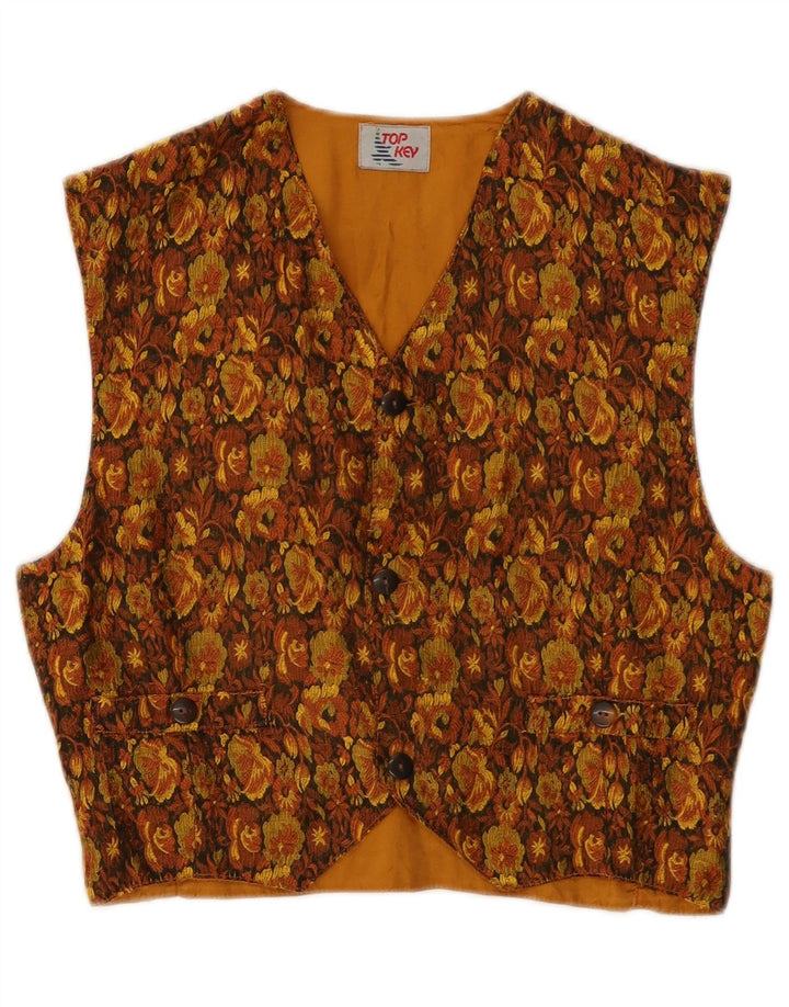 Vintage Womens Waistcoat IT 40 Small Brown Floral