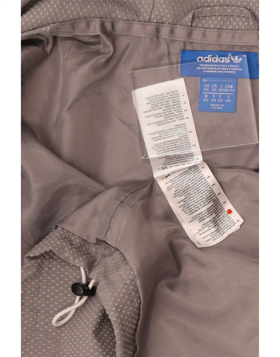 Adidas Mens Hooded Rain Jacket UK 34 XS Grey Colourblock Polyester