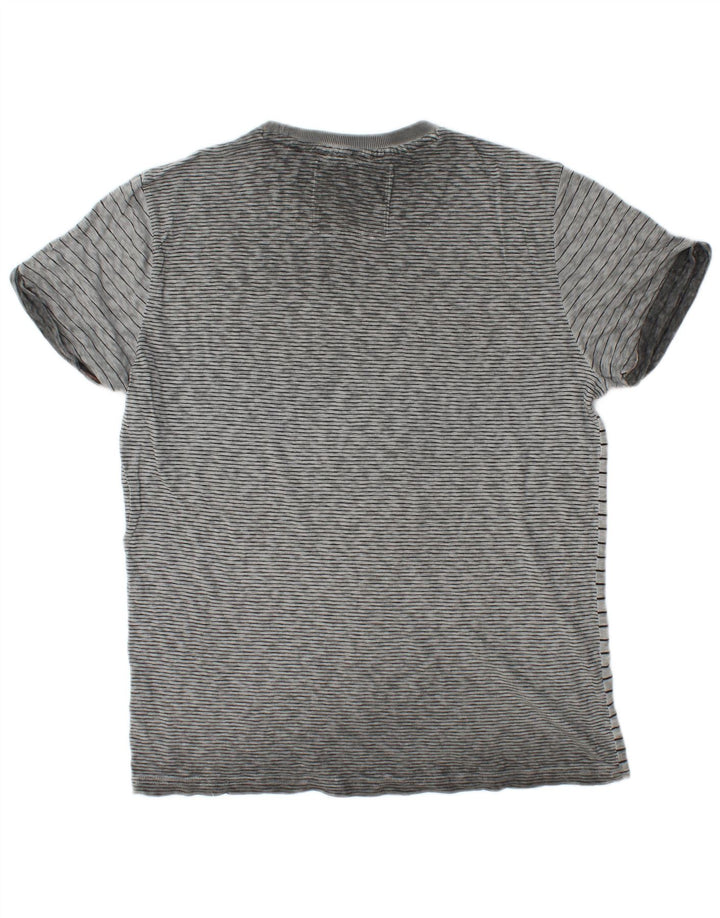 Superdry Mens T-Shirt Top Large Grey Striped