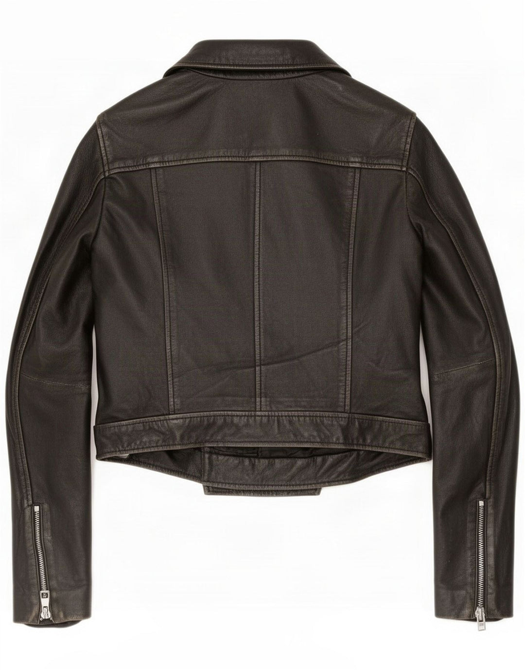 Conbipel Womens Crop Leather Biker Jacket IT 40 Small Black