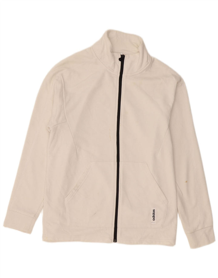 ADIDAS Womens Tracksuit Top Jacket UK 16/18 Large White Cotton