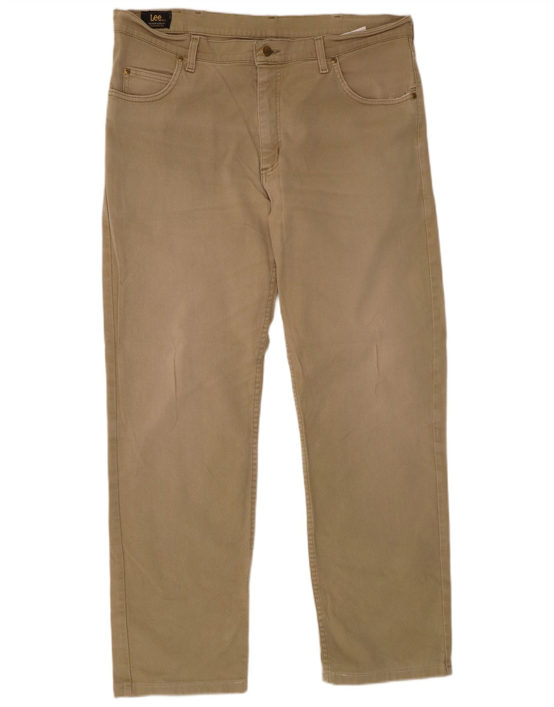LEE Mens Brooklyn Straight Casual Trousers W38 L31 Khaki Cotton