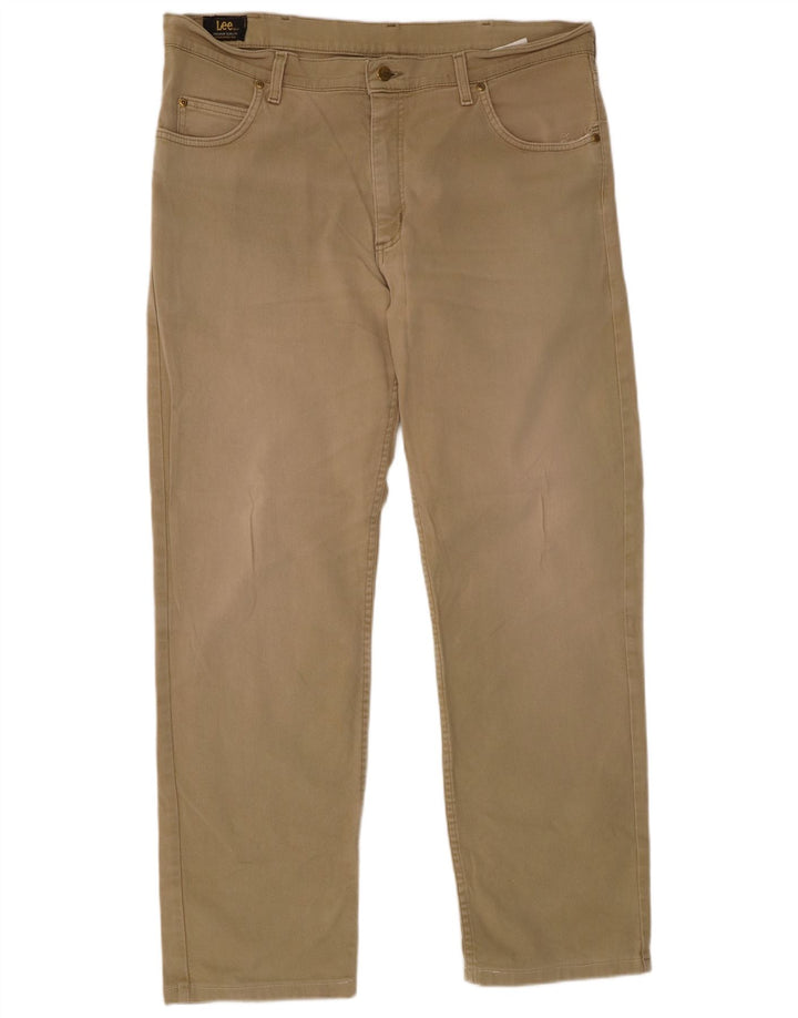 LEE Mens Brooklyn Straight Casual Trousers W38 L31 Khaki Cotton