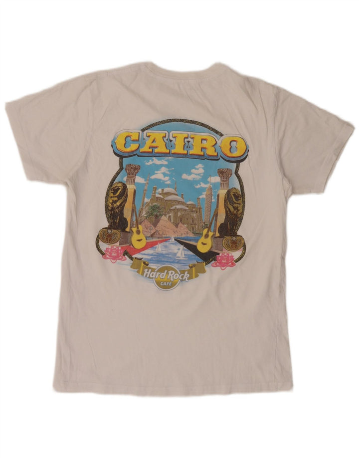 Hard Rock Cafe Mens Cairo Graphic T-Shirt Top Medium White Cotton