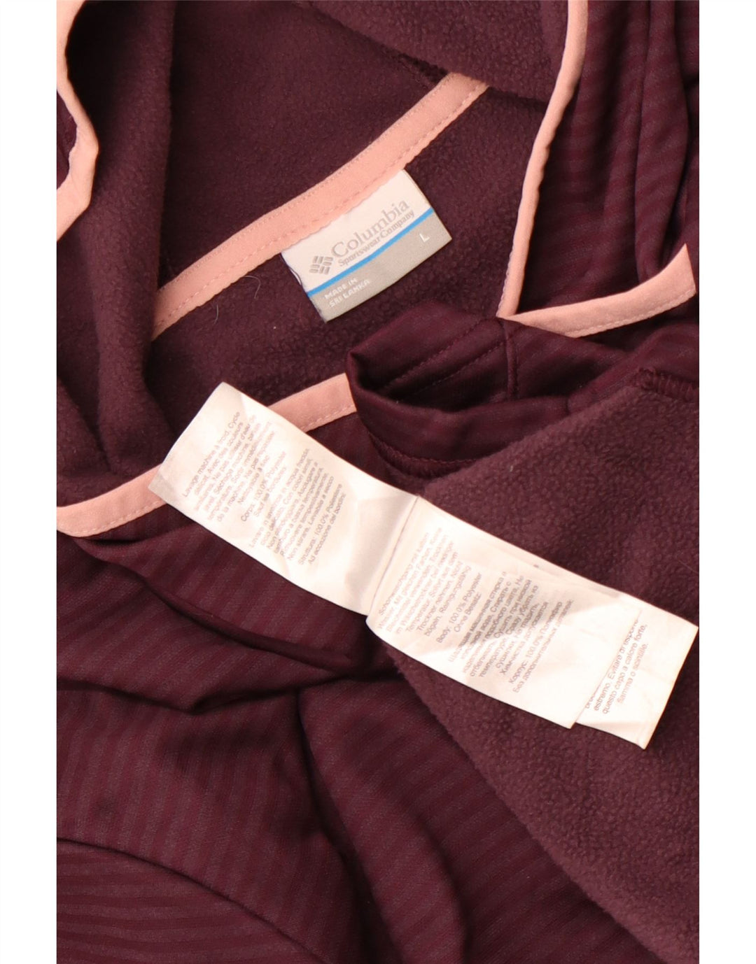 Columbia Womens Hoodie Jumper UK 16 Large Maroon Striped Polyester