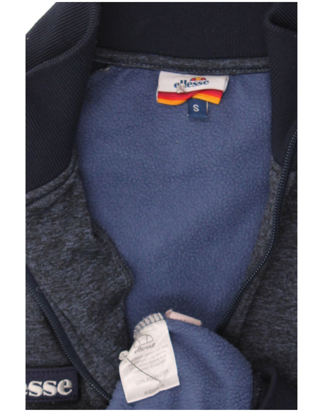 ELLESSE Mens Tracksuit Top Jacket Small Navy Blue Colourblock Polyester