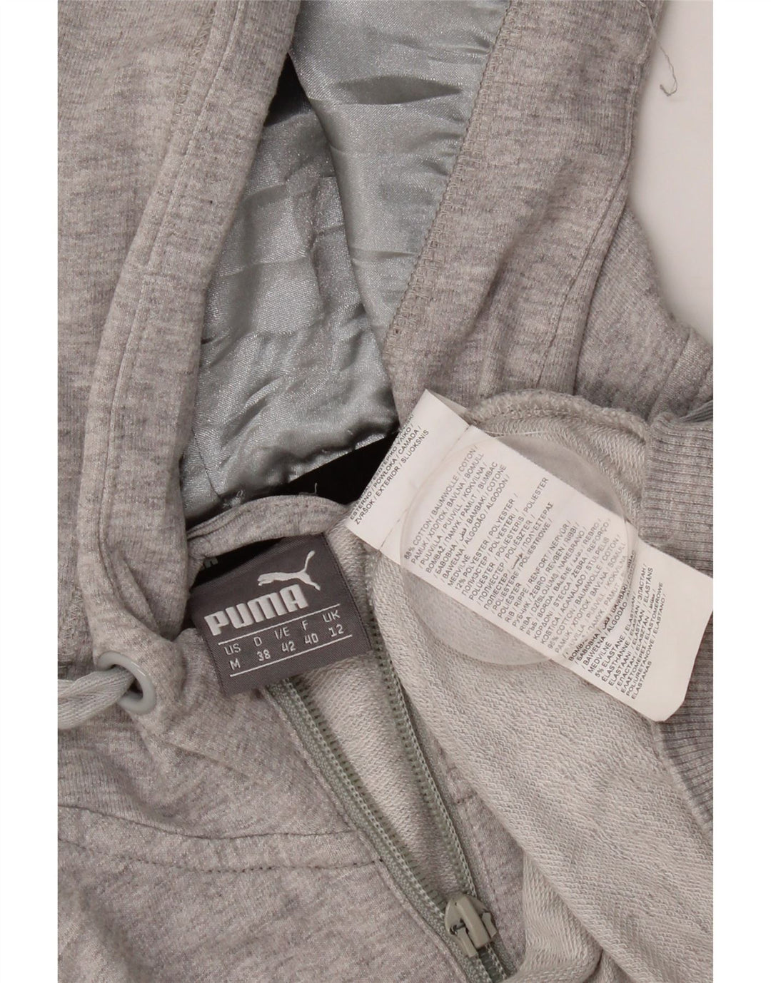 Puma Womens Zip Hoodie Sweater UK 12 Medium  Grey Cotton