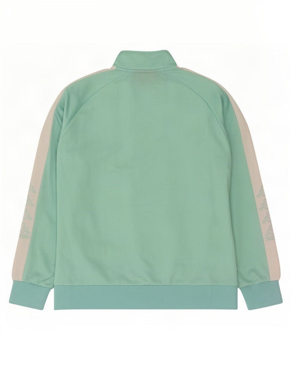 Kappa Womens Graphic Tracksuit Top Jacket UK 16 Large Green Colourblock