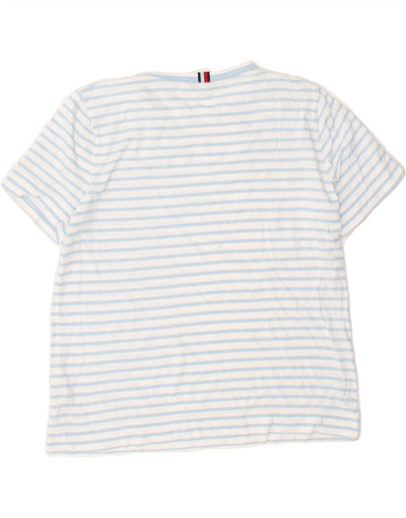 TOMMY HILFIGER Womens T-Shirt Top UK 12 Medium White Striped Cotton | Vintage Tommy Hilfiger | Thrift | Second-Hand Tommy Hilfiger | Used Clothing | Messina Hembry 