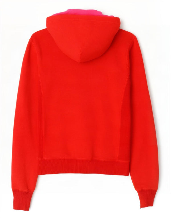 Nike Womens Oversized Zip Hoodie Sweater UK 10 Small Red Colourblock Cotton