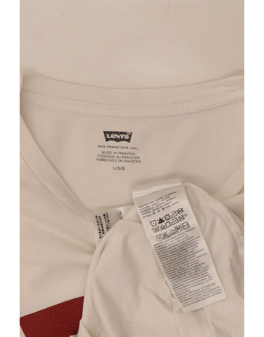 LEVI'S Mens Graphic T-Shirt Top Large White Cotton Vintage Levi's and Second-Hand Levi's from Messina Hembry 