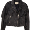 River Island Womens Leather Biker Jacket UK 12 Medium Black