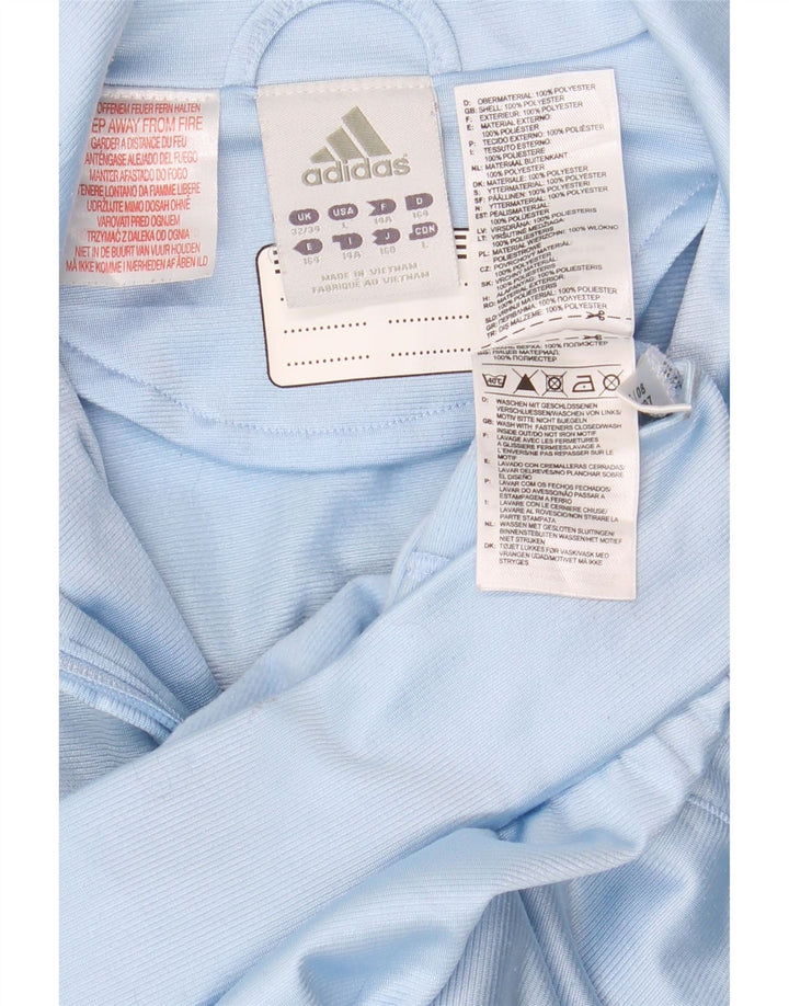 Adidas Boys Tracksuit Top Jacket 13-14 Years Blue Colourblock Polyester