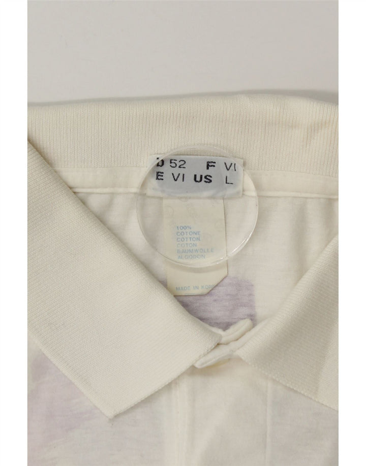 Sergio Tacchini Mens Graphic Polo Shirt Large White Tie Dye Cotton