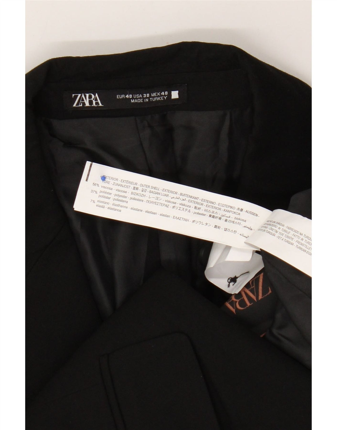 Zara Mens 2 Button Blazer Jacket EU 48 Medium Black Viscose