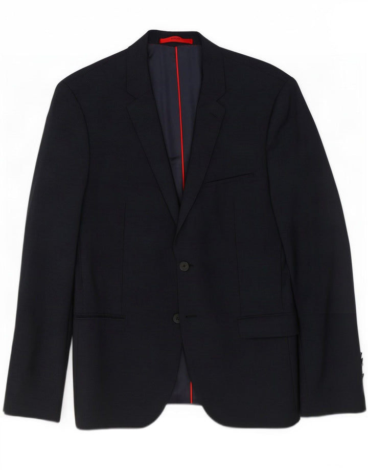 Hugo Boss Mens 2 Button Blazer Jacket EU 48 Medium Navy Blue Wool