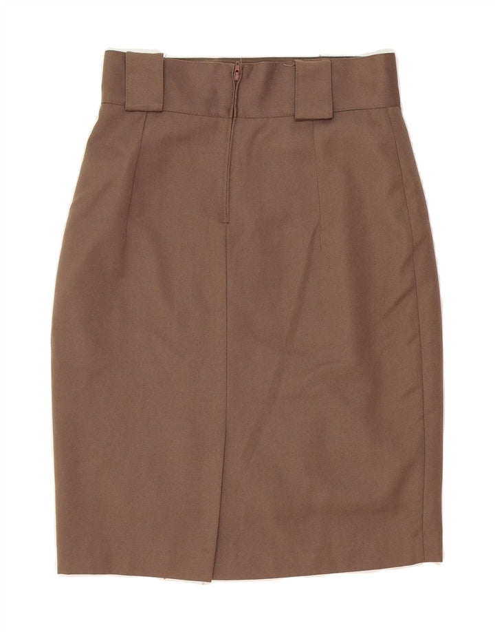 VINTAGE Womens High Waist Pencil Skirt IT 42 Medium W26 Brown Polyester Vintage Vintage and Second-Hand Vintage from Messina Hembry 