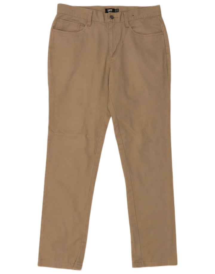 Lee Mens Slim Casual Trousers W32 L32 Beige Cotton