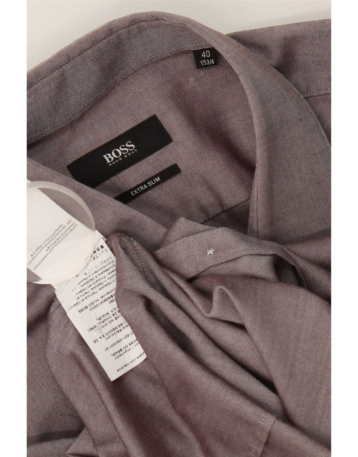 Hugo Boss Mens Extra Slim Fit Shirt Size 40 15 1/2 Medium Grey Cotton