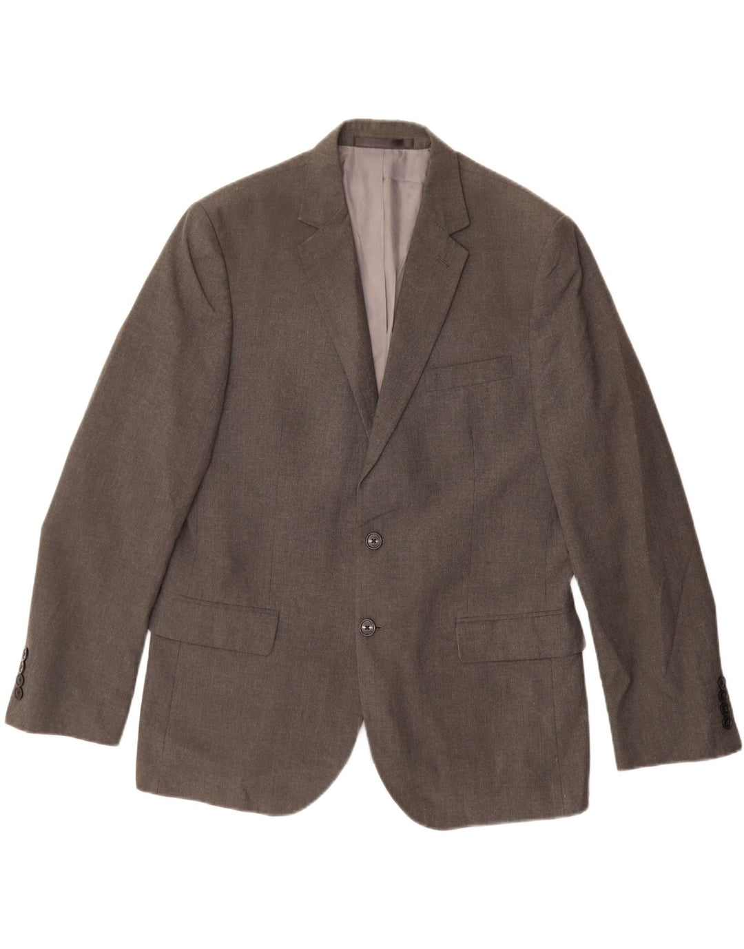 Marks & Spencer Mens 2 Button Blazer Jacket UK 42 Large Grey Polyester